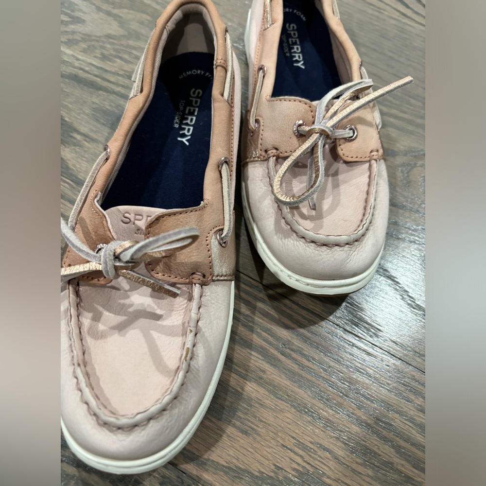 Sperry starfish 1 eye leather canvas boat loafers shoes blush slip on classic